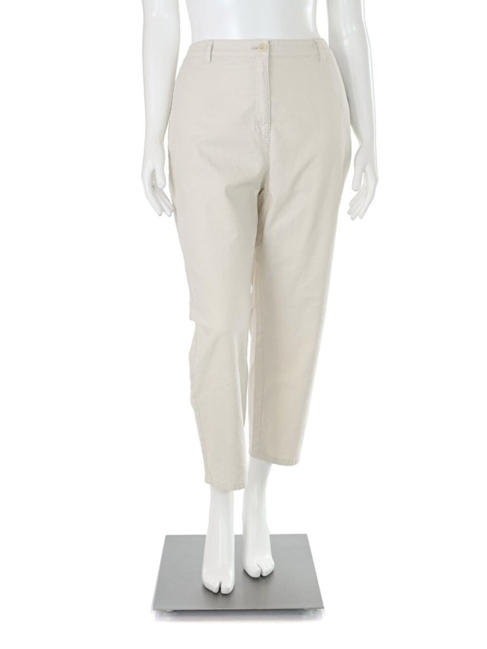 Eileen Fisher Cream Organic Cotton/Hemp Woven Tapered Jeans Women's sz L